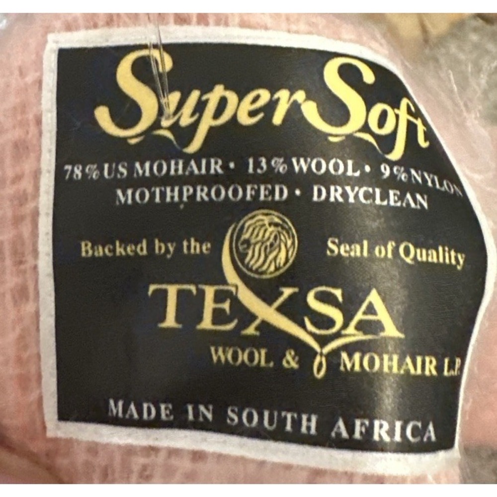 Vintage Texsa SuperSoft Mohair Throw Blanket Pink Fringe 54x70 South Africa - Picture 1 of 4